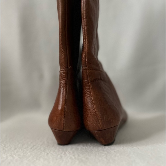Steven by Steve Madden Size 6 Brown Glossy Leather Wedged Heeled Boots. - Picture 16 of 16